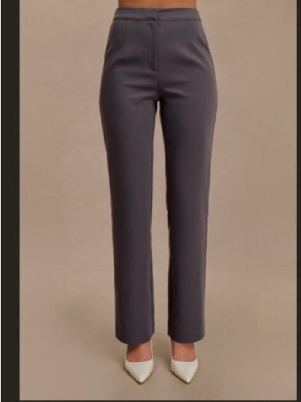 Meshki High-Rise Straight Leg Pants in Charcoal Gray NWOT